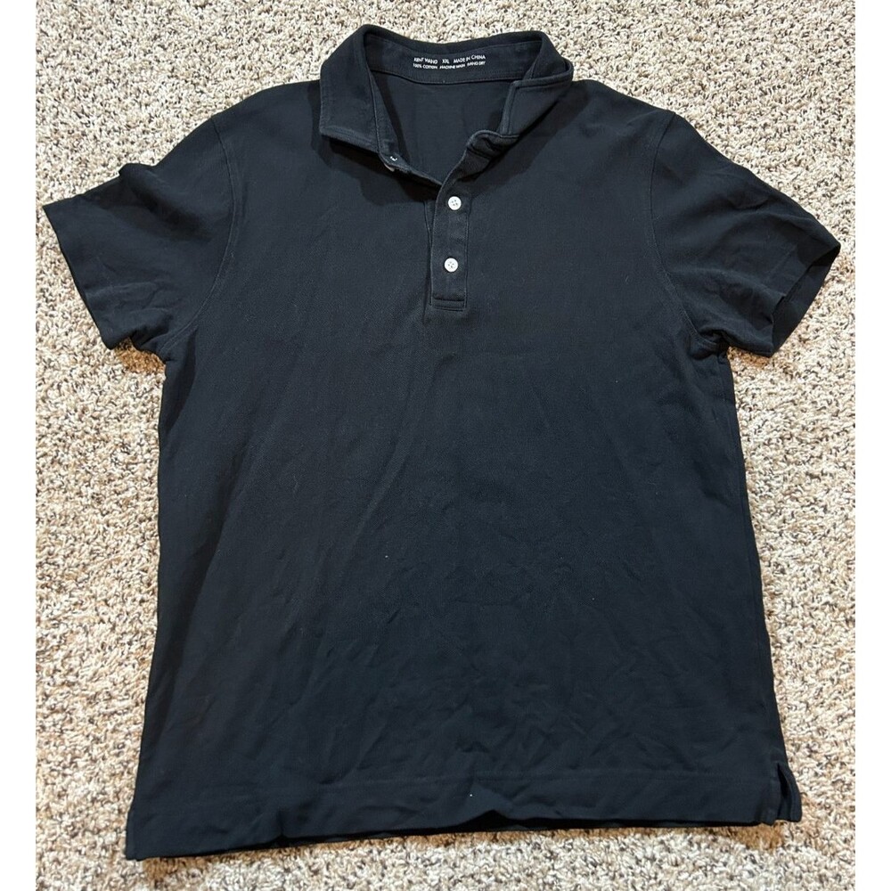 Kent Wang Mens XXL Polo Shirt Black Short Sleeve Pique Cotton-See Measurements